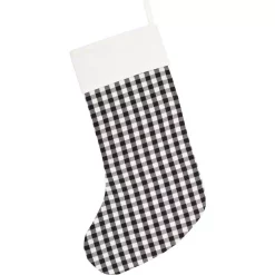 Indoor Christmas Decorations VHC Brands 20 In. Cotton Black Emmie Farmhouse Christmas Decor Patch Stocking -Christmas Lights Sales vhc brands christmas stockings 42500 c3 1000