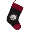 Indoor Christmas Decorations VHC Brands 15 In. Christmas Snowflake Coal Black Traditional Decor Embroidered Felt Stocking -Christmas Lights Sales vhc brands christmas stockings 6432 64 1000