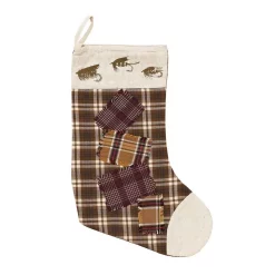 Indoor Christmas Decorations VHC Brands 15 In. Truman Moss Green Rustic Christmas Decor Fly Fishing Stocking