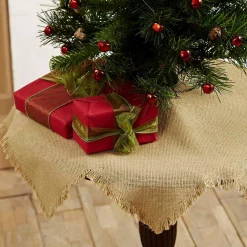 Christmas Tree Decorations VHC Brands 21 In. Burlap Natural Tan Farmhouse Christmas Decor Mini Tree Skirt -Christmas Lights Sales vhc brands christmas tree skirts collars 12068 31 1000