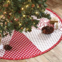 Christmas Tree Decorations VHC Brands 50 In. Natalia Cherry Red Farmhouse Christmas Decor Tree Skirt -Christmas Lights Sales vhc brands christmas tree skirts collars 26580 31 1000
