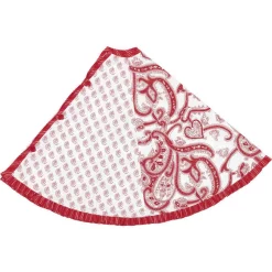 Christmas Tree Decorations VHC Brands 50 In. Natalia Cherry Red Farmhouse Christmas Decor Tree Skirt -Christmas Lights Sales vhc brands christmas tree skirts collars 26580 4f 1000