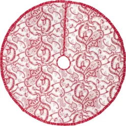 Christmas Tree Decorations VHC Brands 50 In. Natalia Cherry Red Farmhouse Christmas Decor Tree Skirt -Christmas Lights Sales vhc brands christmas tree skirts collars 26580 c3 1000