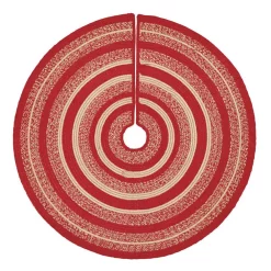Christmas Tree Decorations VHC Brands 50 In. Cunningham Cherry Red Holiday Christmas Decor Jute Tree Skirt