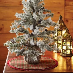 Christmas Tree Decorations VHC Brands 21 In. Cotton Cherry Red Rustic Christmas Decor Mini Tree Skirt -Christmas Lights Sales vhc brands christmas tree skirts collars 28772 44 1000