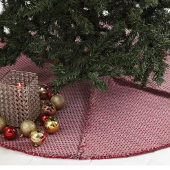 Christmas Tree Decorations VHC Brands 48 In. Tannen Deep Red Traditional Christmas Decor Tree Skirt -Christmas Lights Sales vhc brands christmas tree skirts collars 28848 31 1000