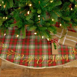 Christmas Tree Decorations VHC Brands 55 In. Holiday Cherry Red Farmhouse Christmas Decor Tree Skirt -Christmas Lights Sales vhc brands christmas tree skirts collars 31970 31 1000