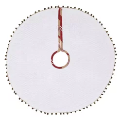 Christmas Tree Decorations VHC Brands 21 In. Vintage Stripe Candy Apple Red Farmhouse Christmas Decor Mini Tree Skirt -Christmas Lights Sales vhc brands christmas tree skirts collars 31983 c3 1000