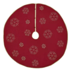 Christmas Tree Decorations VHC Brands 48 In. Revelry Brick Red Traditional Christmas Decor Tree Skirt