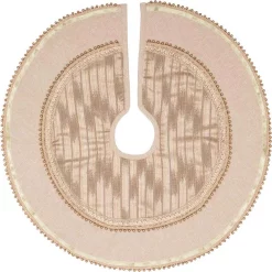 Christmas Tree Decorations VHC Brands 21 In. Celebrate Bronze Tan Glam Christmas Decor Mini Tree Skirt