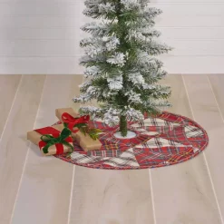 Christmas Tree Decorations VHC Brands 21 In. Peyton Tomato Red Traditional Christmas Decor Mini Tree Skirt -Christmas Lights Sales vhc brands christmas tree skirts collars 32012 31 1000