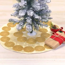 Christmas Tree Decorations VHC Brands 21 In. Creme Memories Glam Christmas Decor Mini Tree Skirt -Christmas Lights Sales vhc brands christmas tree skirts collars 32027 31 1000