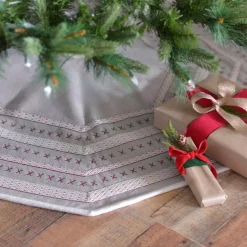 Christmas Tree Decorations VHC Brands 48 In. Liv Pebble Grey Traditional Christmas Decor Tree Skirt -Christmas Lights Sales vhc brands christmas tree skirts collars 32033 31 1000