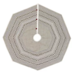 Christmas Tree Decorations VHC Brands 48 In. Liv Pebble Grey Traditional Christmas Decor Tree Skirt