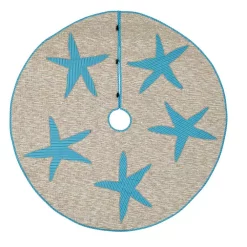 Christmas Tree Decorations VHC Brands 55 In. Nerine Robin Egg Blue Coastal Christmas Decor Tree Skirt