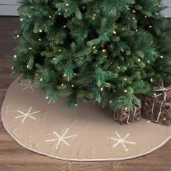 Christmas Tree Decorations VHC Brands 55 In. Pearlescent Natural Tan Coastal Christmas Decor Tree Skirt -Christmas Lights Sales vhc brands christmas tree skirts collars 32189 31 1000