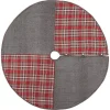 Christmas Tree Decorations VHC Brands 60 In. Anderson Cherry Red Rustic Christmas Decor Patchwork Tree Skirt