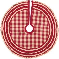 Christmas Tree Decorations VHC Brands 21 In. Gretchen Cherry Red Farmhouse Christmas Decor Mini Tree Skirt