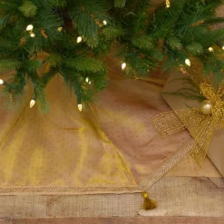Christmas Tree Decorations VHC Brands 48 In. Tinsel Gold Yellow Glam Christmas Decor Tree Skirt -Christmas Lights Sales vhc brands christmas tree skirts collars 32242 31 1000