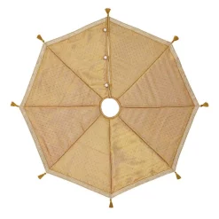 Christmas Tree Decorations VHC Brands 48 In. Tinsel Gold Yellow Glam Christmas Decor Tree Skirt