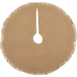 Christmas Tree Decorations VHC Brands 21 In. Natural Festive Burlap Farmhouse Christmas Decor Mini Tree Skirt