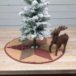 Christmas Tree Decorations VHC Brands 21 In. Tea Star Dark Tan Traditional Christmas Decor Mini Tree Skirt -Christmas Lights Sales vhc brands christmas tree skirts collars 38095 31 1000