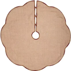 Christmas Tree Decorations VHC Brands 48 In. Burgundy Check Red Primitive Christmas Decor Scalloped Tree Skirt -Christmas Lights Sales vhc brands christmas tree skirts collars 42381 c3 1000