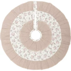 Christmas Tree Decorations VHC Brands 21 In. Carol Khaki Tan Farmhouse Christmas Decor Mini Tree Skirt