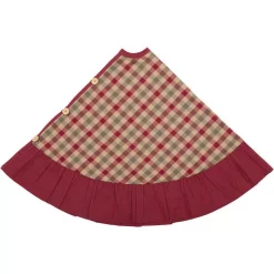 Christmas Tree Decorations VHC Brands 48 In. Jonathan Plaid Natural Tan Traditional Christmas Decor Tree Skirt -Christmas Lights Sales vhc brands christmas tree skirts collars 42420 4f 1000