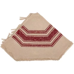 Christmas Tree Decorations VHC Brands 48 In. Red Vintage Burlap Stripe Farmhouse Christmas Decor Tree Skirt -Christmas Lights Sales vhc brands christmas tree skirts collars 42465 4f 1000
