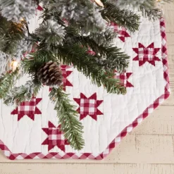 Christmas Tree Decorations VHC Brands 21 In. Red Emmie Farmhouse Christmas Decor Patchwork Tree Skirt -Christmas Lights Sales vhc brands christmas tree skirts collars 42506 31 1000