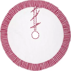 Christmas Tree Decorations VHC Brands 48 In. Red Emmie Farmhouse Christmas Decor Ruffled Tree Skirt