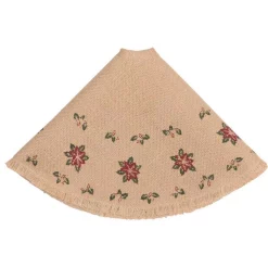 Christmas Tree Decorations VHC Brands 21 In. Jute Burlap Poinsettia Natural Tan Holiday Decor Tree Skirt -Christmas Lights Sales vhc brands christmas tree skirts collars 42564 4f 1000