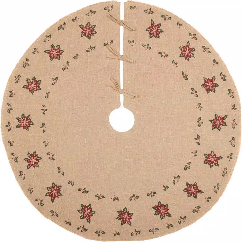 Christmas Tree Decorations VHC Brands 48 In. Jute Burlap Poinsettia Natural Tan Holiday Decor Tree Skirt 3 Christmas Tree Decorations VHC Brands 48 In. Jute Burlap Poinsettia Natural Tan Holiday Decor Tree Skirt