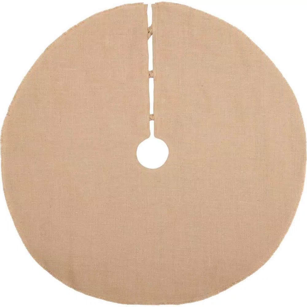 Christmas Tree Decorations VHC Brands 48 In. Jute Burlap Poinsettia Natural Tan Holiday Decor Tree Skirt 4 Christmas Tree Decorations VHC Brands 48 In. Jute Burlap Poinsettia Natural Tan Holiday Decor Tree Skirt - Image 2