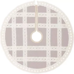 Christmas Tree Decorations VHC Brands 21 In. Grey Margot Farmhouse Christmas Decor Tree Skirt