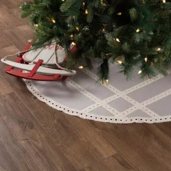 Christmas Tree Decorations VHC Brands 48 In. Grey Margot Farmhouse Christmas Decor Tree Skirt -Christmas Lights Sales vhc brands christmas tree skirts collars 42572 31 1000