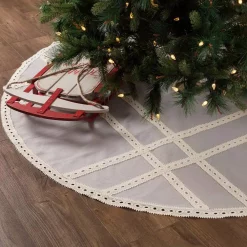 Christmas Tree Decorations VHC Brands 60 In. Grey Margot Farmhouse Christmas Decor Tree Skirt -Christmas Lights Sales vhc brands christmas tree skirts collars 42574 31 1000