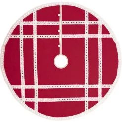 Christmas Tree Decorations VHC Brands 48 In. Red Margot Farmhouse Christmas Decor Tree Skirt