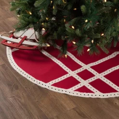 Christmas Tree Decorations VHC Brands 55 In. Red Margot Farmhouse Christmas Decor Tree Skirt -Christmas Lights Sales vhc brands christmas tree skirts collars 42581 31 1000
