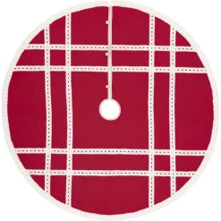 Christmas Tree Decorations VHC Brands 55 In. Red Margot Farmhouse Christmas Decor Tree Skirt