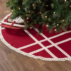 Christmas Tree Decorations VHC Brands 60 In. Red Margot Farmhouse Christmas Decor Tree Skirt -Christmas Lights Sales vhc brands christmas tree skirts collars 42582 31 1000
