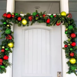 Christmas Greenery Village Lighting Company 9 Ft. Pre-Lit LED Festive Holiday Garland -Christmas Lights Sales village lighting company christmas garland v 20565 44 1000