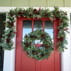 Christmas Greenery Village Lighting Company 9 Ft. Pre-Lit LED Winter Frost Garland -Christmas Lights Sales village lighting company christmas garland v 20679 1f 1000