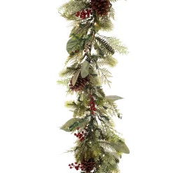 Christmas Greenery Village Lighting Company 9 Ft. Pre-Lit LED Winter Frost Garland