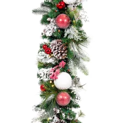 Christmas Greenery Village Lighting Company 9 Ft. Pre-Lit LED Frosted Wonderland Garland