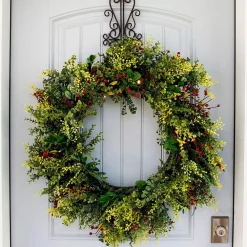 Christmas Greenery Village Lighting Company 30 In. Pre-Lit LED Christmas Boxwood And Berry Wreath -Christmas Lights Sales village lighting company christmas wreaths v 11109 4f 1000