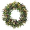 Christmas Greenery Village Lighting Company 30 In. Pre-Lit LED Christmas Boxwood And Berry Wreath