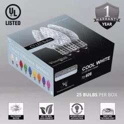 Christmas Lights Wintergreen Lighting OptiCore C7 LED Cool White Faceted Christmas Light Bulbs (25-Pack) -Christmas Lights Sales wintergreen lighting christmas light bulbs 72608 c3 1000