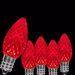 Christmas Lights Wintergreen Lighting OptiCore C7 LED Red Faceted Christmas Light Bulbs (25-Pack)